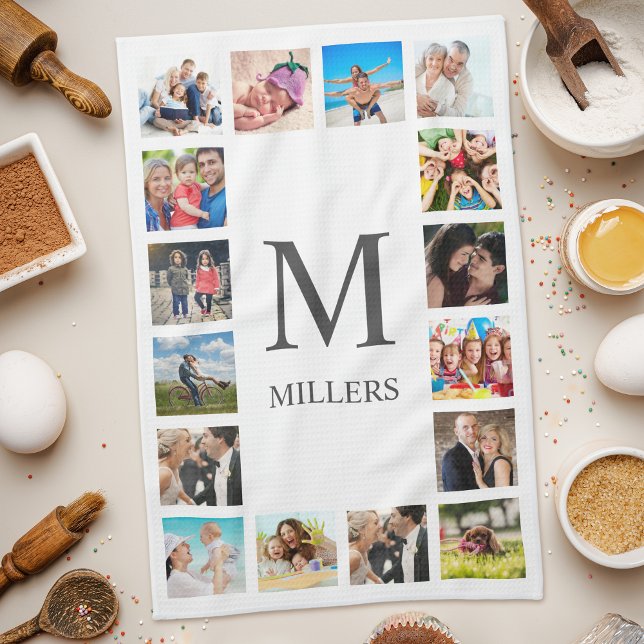 Linge De Cuisine Photo Custom Family Collage Personnalité de White (Créateur téléchargé)
