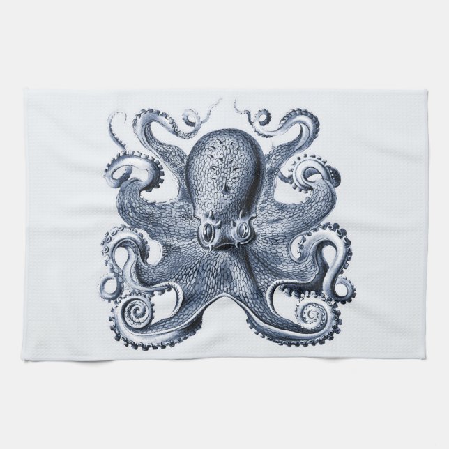 Linge De Cuisine Photo de la marine Blue Octopus par Ernst Haeckel (Horizontal)
