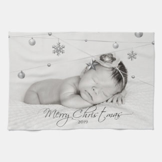 Linge De Cuisine Photo de Noël personnalisée et calligraphie