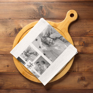 Linge De Cuisine Photo Famille Collage tendance Noir & Blanc Initia