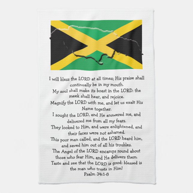 Linge De Cuisine Photo personnalisée Jamaïque Drapeau Psaume 34 Chr (Vertical)