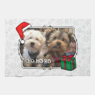 Linge De Cuisine Photo personnalisée Noël Père Noël Pet HO HO HO HO