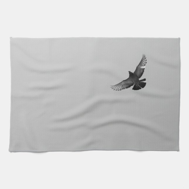 Linge De Cuisine Photo simple moderne noir pigeon d'oiseau volant n (Horizontal)