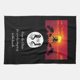 Linge De Cuisine Photo Twin Black Seahorse Silhouette Monogramme
