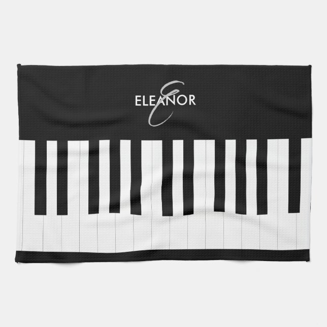 Linge De Cuisine Piano Clavier Musicien Musique Personnalisé Monogr (Horizontal)
