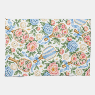 Linge De Cuisine Pickleball bleu et rose blush Chic Côté Mer Élégan