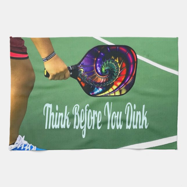 Linge De Cuisine Pickleball Pensez avant de boire (Horizontal)
