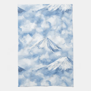 Linge De Cuisine Pics embrumés – Paysage de montagne à l'aquarelle 