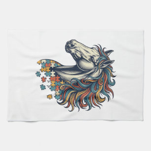 Linge De Cuisine Pièce de puzzle de cheval coloré T-Shirt gravure v