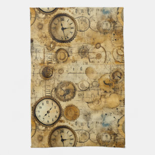 Linge De Cuisine Pièce d'horlogerie industrielle Steampunk Sépia la