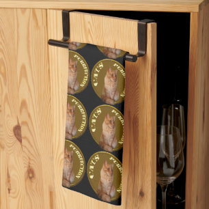 Linge De Cuisine Pièces De Chat D'Or Avec Chat De Gingembre,