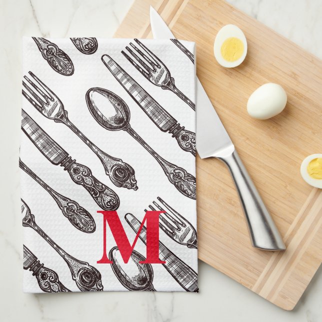 Linge De Cuisine Pied de page classique Vintage en argent broché IN (Quart Plié)