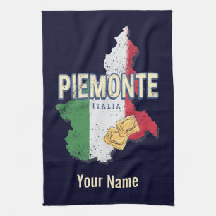Linge De Cuisine Piémont Italie Région Rétro Carte Pâtes Vintages