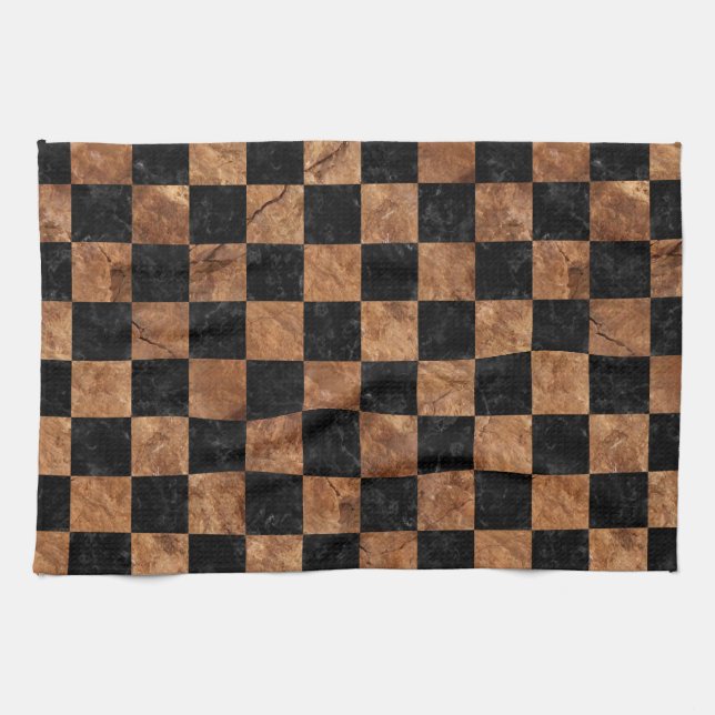 LINGE DE CUISINE PIERRE NOIRE DU MARBRE SQUARE1 ET DE BRUN (Horizontal)