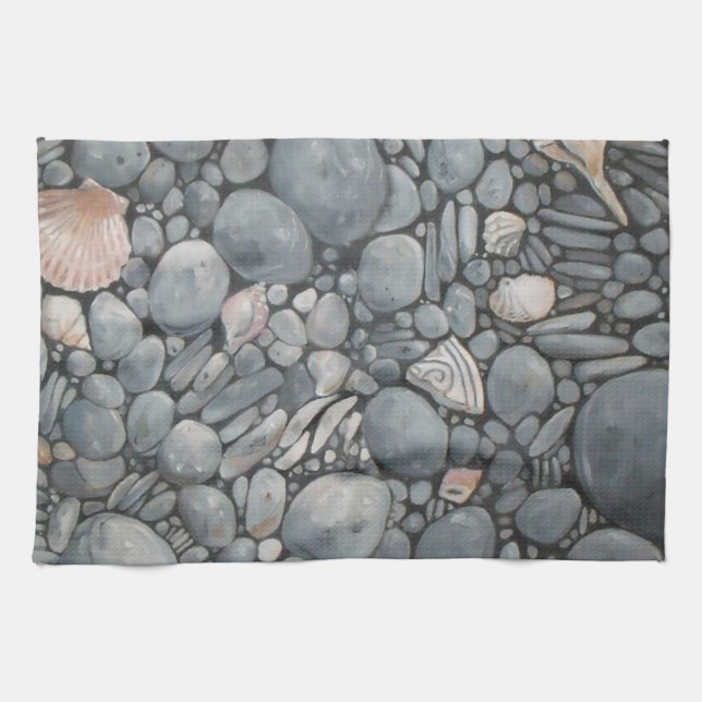 Linge De Cuisine Pierres de plage Coques Galets Rochers Peinture Ar (Horizontal)