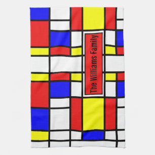 Linge De Cuisine Piet Mondrian Art Style moderne brillant coloré