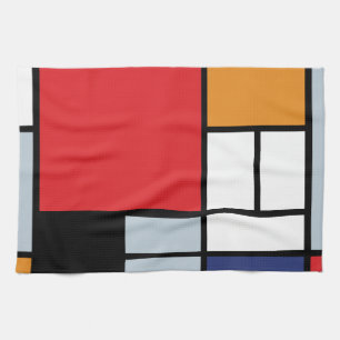 Linge De Cuisine Piet Mondrian - Composition avec grand plan rouge