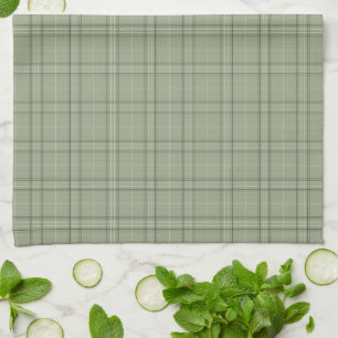 Linge De Cuisine Pine Deer Plaid - tartan cabincore vert sauge.