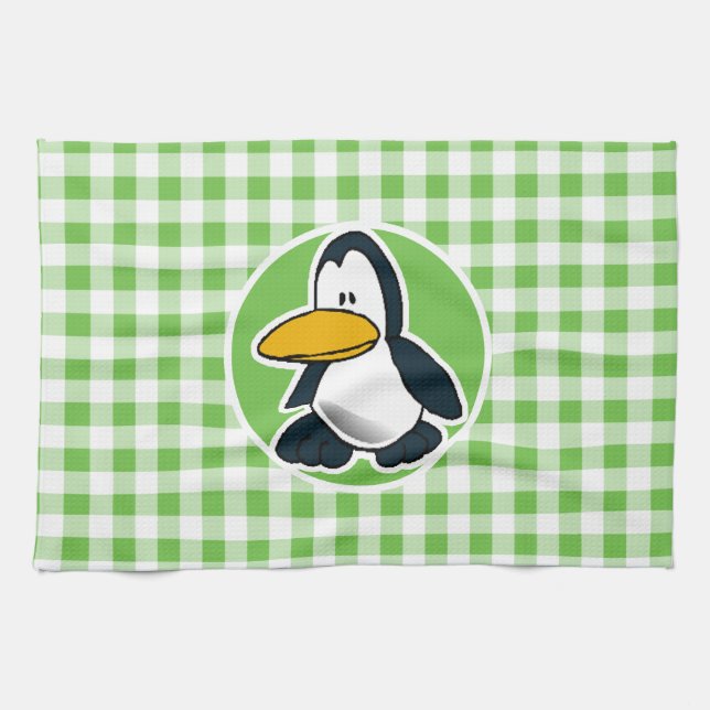 Linge De Cuisine Pingouin ; Guingan vert (Horizontal)