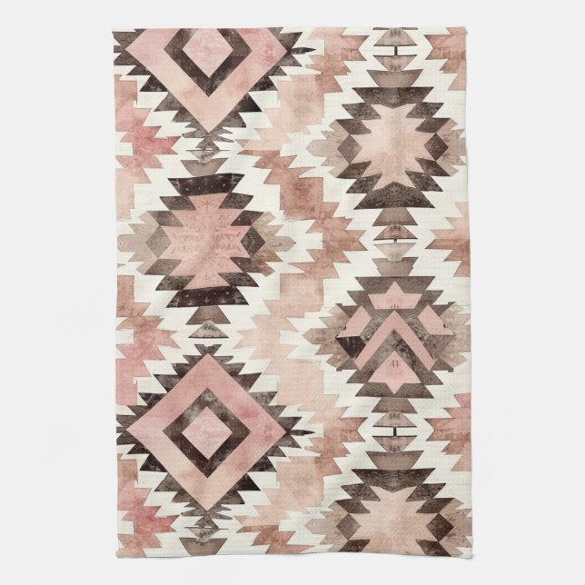 Linge De Cuisine Pink Brown Cowgirl Southwestern Tribal (Vertical)