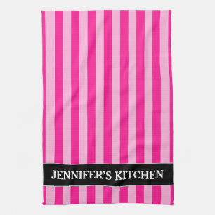 Linge De Cuisine Pink clair et roses profonds + Nom personnalisé