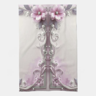 Linge De Cuisine Pink Floral Frame Kitchen Towel