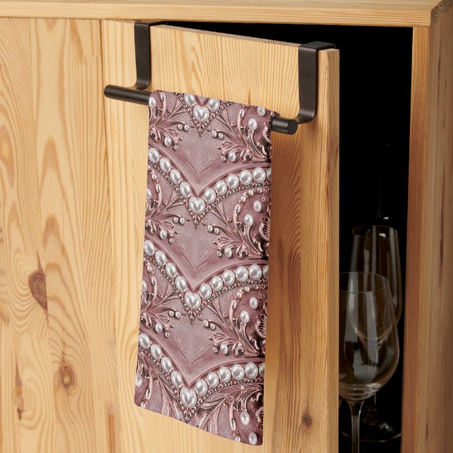 Linge De Cuisine Pink Flower Kitchen Towel (Pliage en tiers)