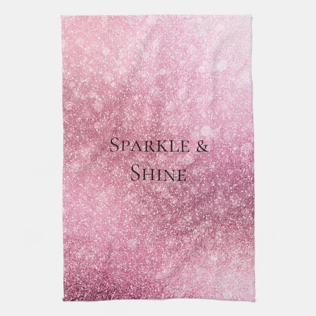 Linge De Cuisine Pink Glitzy Sparkle personnalisé (Vertical)