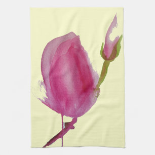 Linge De Cuisine Pink magnolia watercolour flower art