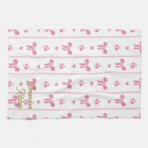 Linge De Cuisine Pink Watercolor Bow Stripes Coquette Esthétique