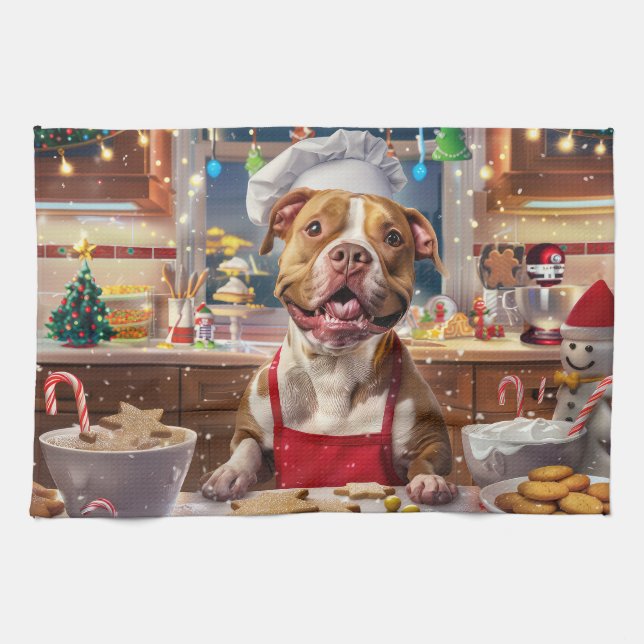 Linge De Cuisine Pit Bull - Fête de Noël (Horizontal)