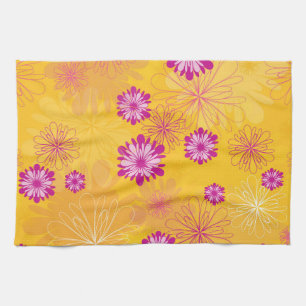 Linge De Cuisine Pivoines Violettes Fleurs Jaunes Jardin Floral Fle