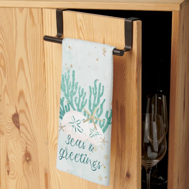 Linge De Cuisine Plage côtière SEAS & GREETINGS Parties scintillant (Pliage en tiers)