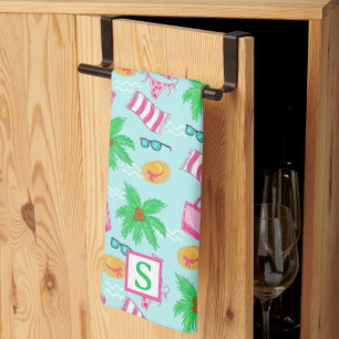 Linge De Cuisine Plage de Preppy Monogramme bleu
