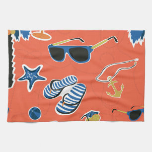 Linge De Cuisine Plage d'été : Relaxant Motif sans couture.