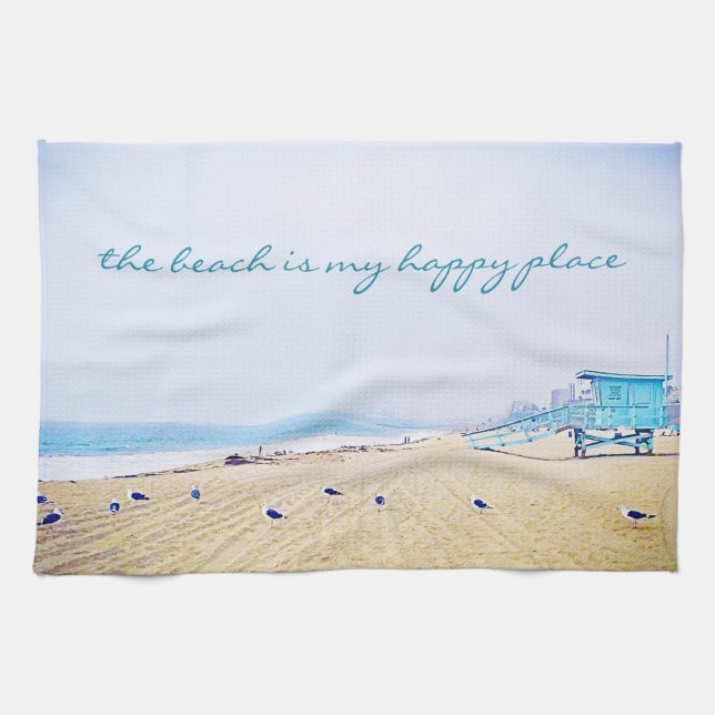 Linge De Cuisine Plage Est Mon Bon Lieu Script Californie Côtière (Horizontal)