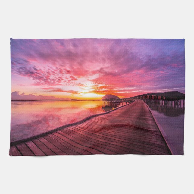 Linge De Cuisine Plages tropicales | Coucher de soleil aux Maldives (Horizontal)