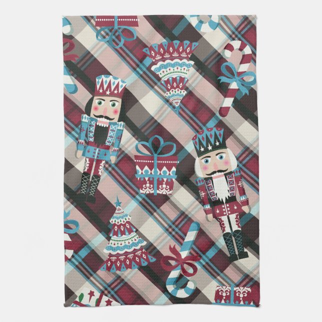 Linge De Cuisine Plaid Blue Burgundy (Vertical)