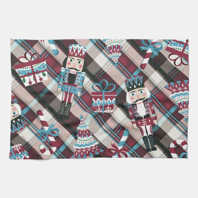 Linge De Cuisine Plaid Blue Burgundy (Horizontal)