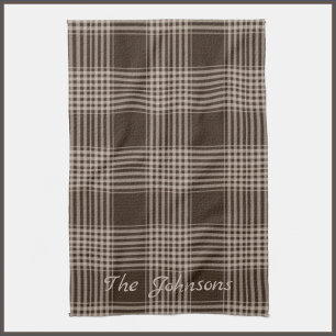 Linge De Cuisine Plaid Brown et beige rustique