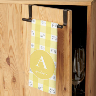 Linge De Cuisine Plaid de citron à monogramme personnalisé