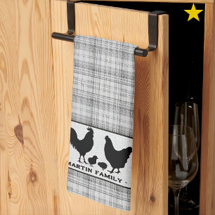 Linge De Cuisine Plaid de ferme rustique gris Nom de famille de pou