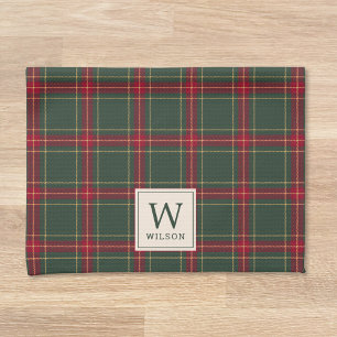 Linge De Cuisine Plaid de Noël Classique Monogramme du Nom de Famil