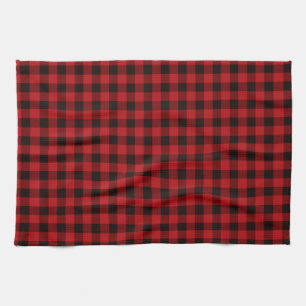 Linge De Cuisine Plaid noir rouge classique