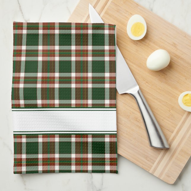 Linge De Cuisine Plaid rouge, vert et crème (Quart Plié)