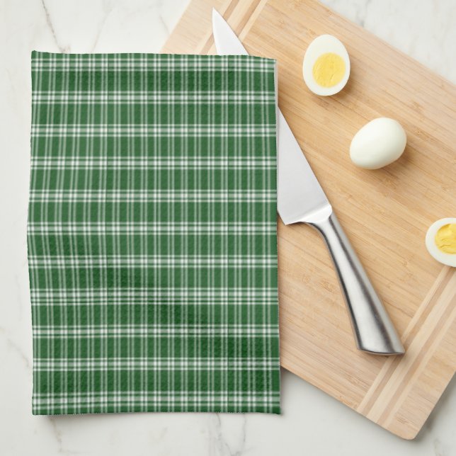 Linge De Cuisine Plaid vert foncé (Quart Plié)
