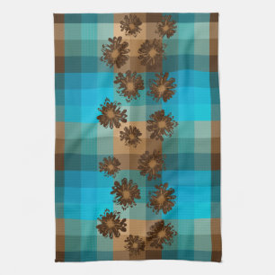 Linge De Cuisine Plaid vintage de Verseau et floral psychédélique