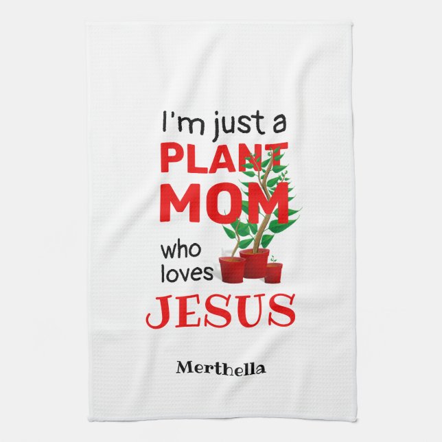Linge De Cuisine Plante personnalisé MOM AIME JÉSUS (Vertical)