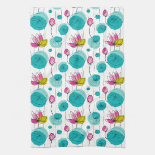Linge De Cuisine Plat Lily D'Eau Fleurs Gras Couleurs Lumineuses Pl