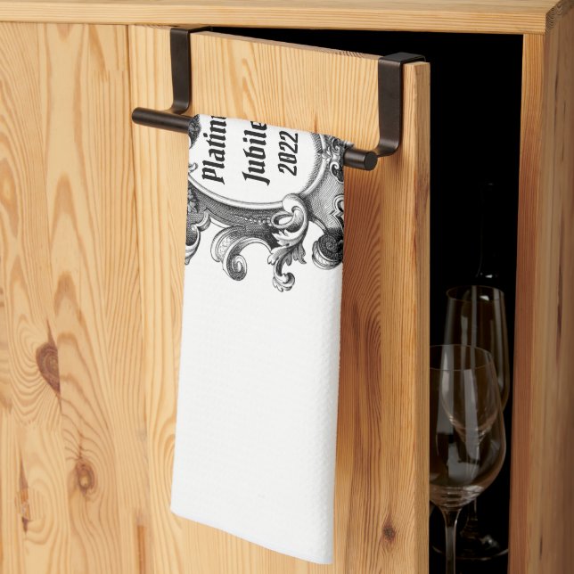 Linge De Cuisine Platinum Jubilee 2022 Noir et blanc (Pliage en tiers)